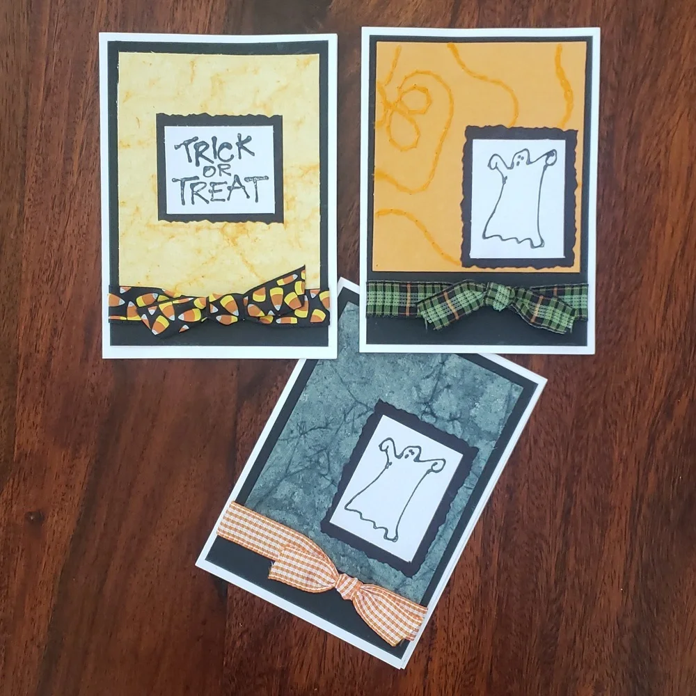 Halloween Cards Set of 3 Handcrafted Ghost Candy Corn